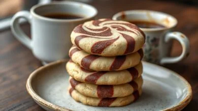 Biscoito Mesclado Fofinho: Receita Fácil De 40 Min 42 Biscoito amanteigado com padrão de trança em tons de baunilha e chocolate.