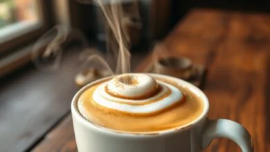 Café Cremoso: Receita Fácil Com Textura De Cafeteria 27 Creme de café denso e brilhante repousando sobre leite quente em uma xícara de cerâmica