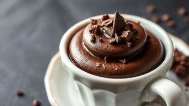 Mousse De Chocolate Fácil Com 4 Ingredientes Em 15 Min 43 Mousse de chocolate escuro, aerado e brilhante, servido em travessa branca com raspas de chocolate e textura aveludada visível