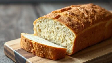 Pão De Arroz Caseiro Macio E Sem Glúten: Receita Fácil 44 Pão de arroz caseiro macio, com casca dourada e miúdos uniformes, fatiado e pronto para servir.