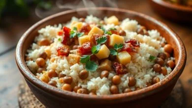Baião De Dois Fácil: Receita Profissional E Bem Soltinha 39 Prato finalizado de baião de dois com grãos soltos, queijo coalho e tempero verde