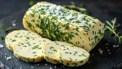 Manteiga Temperada: Receita Fácil E Profissional Em 10 Min 42 Manteiga moldada em formato cilíndrico com ervas frescas aparentes
