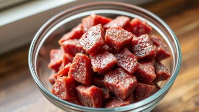 Como Dessalgar Carne Seca: Técnica Fácil E Infalível 38 Cubos de carne seca limpos e prontos para o cozimento