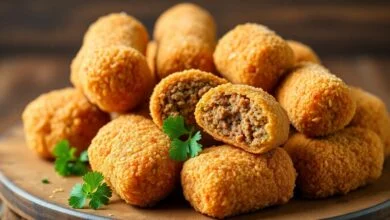 Croquete De Carne Moída: Receita Tradicional E Econômica 40 Uma pilha apetitosa de croquetes dourados e crocantes